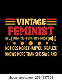 Vintage Feminist graphic design, women's Day, 8th March, women's Day gifts idea, women's Day design idea 