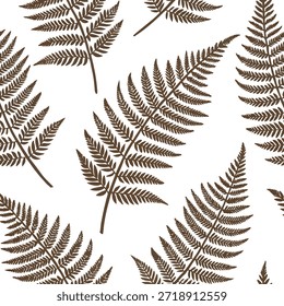 Padrão de telha sem emenda de samambaia vintage com ilustrações de samambaia antiga e tons sépia ideal para o conceito de salas de jantar clássicas como ilustrações de samambaia antiga e tons sépia criar vintage padrão de telha sem emenda para salas de jantar clássicas no conceito de stock de foto e espaço vazio no lado esquerdo, sem texto —ar 7:2 —tile