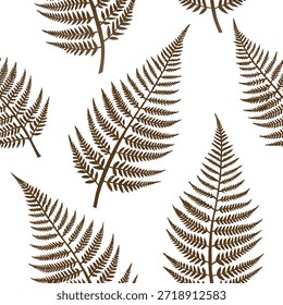 Padrão de telha sem emenda de samambaia vintage com ilustrações de samambaia antiga e tons sépia ideal para o conceito de salas de jantar clássicas como ilustrações de samambaia antiga e tons sépia criar vintage padrão de telha sem emenda para salas de jantar clássicas no conceito de stock de foto e espaço vazio no lado esquerdo, sem texto —ar 7:2 —tile