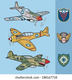 Vintage fighter planes set 1