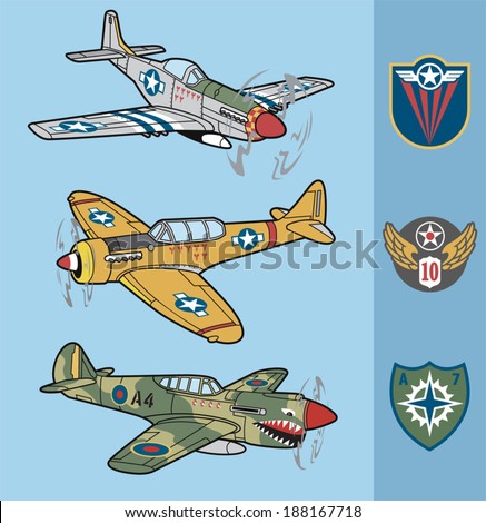Vintage fighter planes set 1