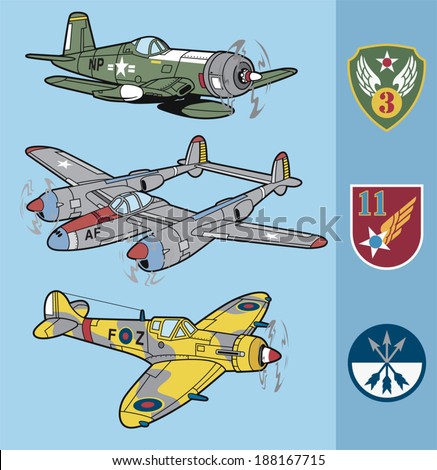 Vintage fighter planes set 2