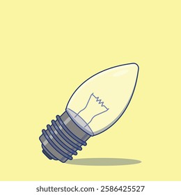 Vintage Filament Light Bulb Vector Design - Classic Clear Glass with Wavy Filament for Decorative Use.