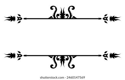 Vintage filigree frame and border element. Ornate ornament frame divider vector. Decorative line for page, template, poster, greeting card, wedding invitation, menu, certificate.