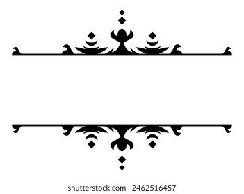 Vintage filigree frame and border element. Ornate ornament frame divider vector. Decorative line for page, template, poster, greeting card, wedding invitation, menu, certificate.