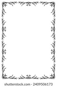 Vintage filigree frame corner and border element. Ornate ornament frame divider vector. Decorative line for page, template, poster, greeting card, wedding invitation, menu, certificate.