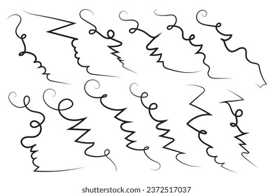Vintage Filigree Swirls, calligraphy decorative scroll, Fancy Line Flourishes Swirls Elements, vintage curly thin line Text Ornaments, curls text divider flourish Swirl, calligraphic curl lines 