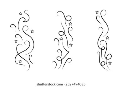 
Vintage Filigree Swirls, calligraphy decorative scroll, Fancy Line Flourishes Swirls Elements, vintage curly line Text Ornaments, curls text divider flourish Swirl, calligraphic curl lines