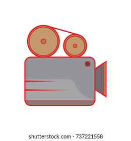 vintage film camera icon flat color