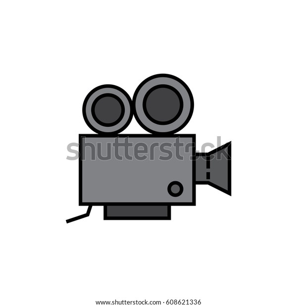 Vintage Film Camera Outline Colored Icon Stock Vector Royalty Free 608621336