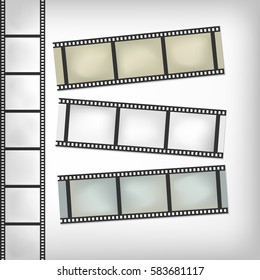 Vintage film or camera strip on horizontal and vertical position