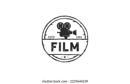 Vintage Film Cinema Movie Camera Retro Grunge Video Old Tape Reel Industry Production Logo Design