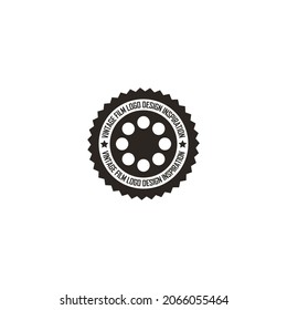 Vintage Film Logo Design in the form of a rounded vintage label applied for the filming industry logo. forum cinema Studio Movie Video Cinema Cinematography Film Production concept film roll