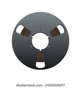 Vintage film reel. A reel for a retro tape recorder. A template for the design. Isolated on a white background. Vector illustration.