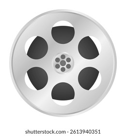 Vintage Film Reel Vector on White Background. Project Tools Film Reel Icon.