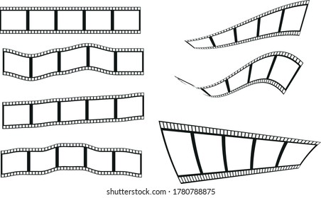 Vintage film strip collection isolated on white background