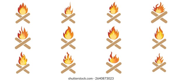 Vintage, Fire, Flame, Icon, Collection, Flat Style, Hand, Bonfire, Symbol, Set, Tattoo, Design, 
Retro, Vector, Illustration, Art, Composition, Color, Simple, Silhouette