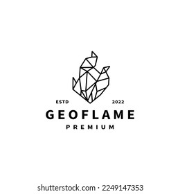 diseño del logotipo del icono de la llama de fuego vintage con estilo de arte de línea geométrica