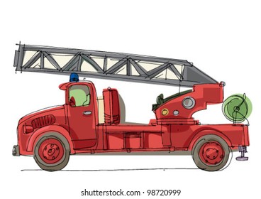 Vintage Fire Truck - Cartoon