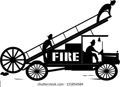 Vintage Fire Truck Silhouette