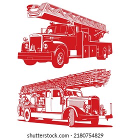 Vintage Fire Truck Vector Illustration
