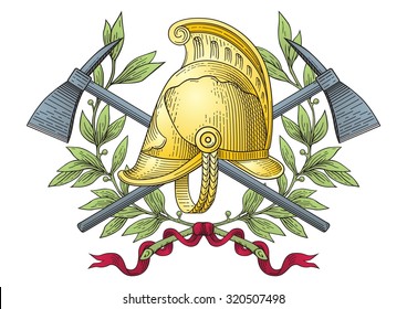 Vintage Firefighting Service Emblem Vector