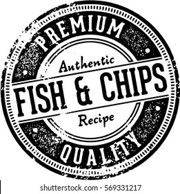 Vintage Fish & Chips Menu Design Stamp