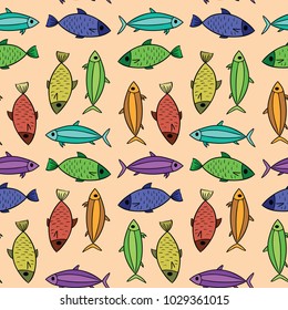 Vintage Fish Seamless Vector