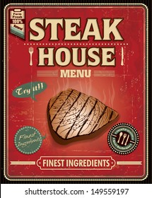 Vintage Fish Steak House Poster Design