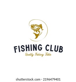 Vintage Fishing Club Logo Design Template