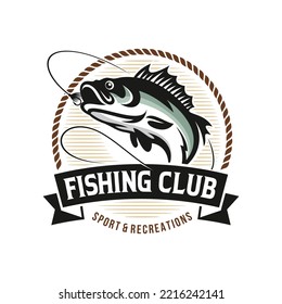 vintage fishing emblems, labels, badges, logo design template illustration. Sport fishing Logo