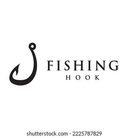 Vintage fishing hook logo as a fishing tool.Logo for business, hook shop or fishing shop,fishing,label and stamp.
