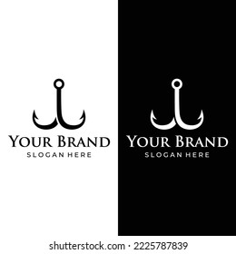 Vintage fishing hook logo as a fishing tool.Logo for business, hook shop or fishing shop,fishing,label and stamp.