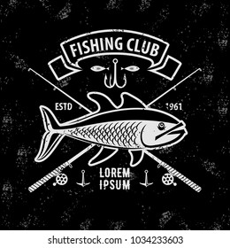 Vintage Fishing Logo Badge Illustration, Ideal For Fishing Club, Tournament, Restaurant, Fashion Apparel Patch, Sticker, Sign, Event, And Many Other Fishing Related Activities