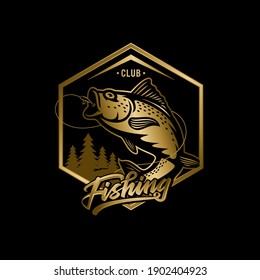 Vintage fishing logo design illustration Premium Vector
