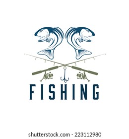 vintage fishing vector design template