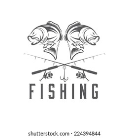 vintage fishing vector design template