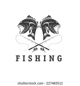 vintage fishing vector design template