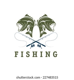 vintage fishing vector design template