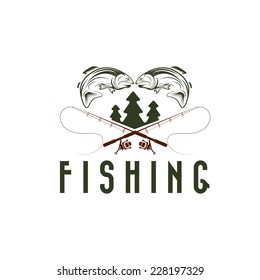 vintage fishing vector design template