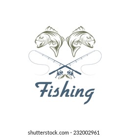 vintage fishing vector design template