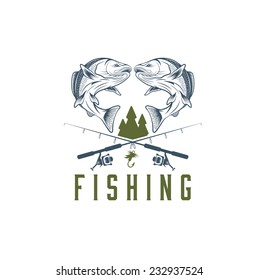 vintage fishing vector design template