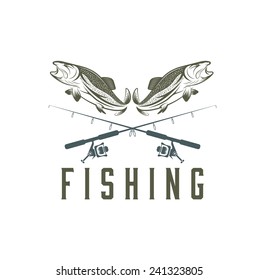 Vintage Fishing Vector Design Template Stock Vector (Royalty Free ...