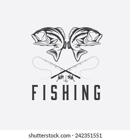vintage fishing vector design template