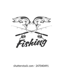 vintage fishing vector design template