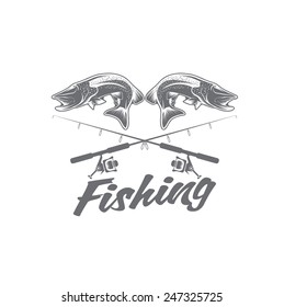 vintage fishing vector design template
