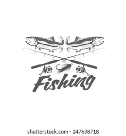 vintage fishing vector design template