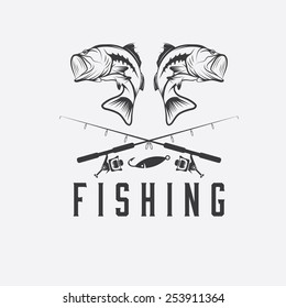 vintage fishing vector design template