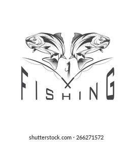 vintage fishing vector design template