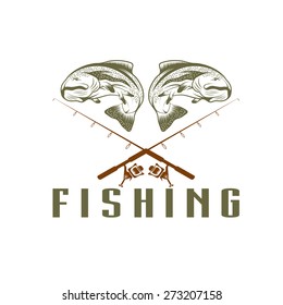 vintage fishing vector design template